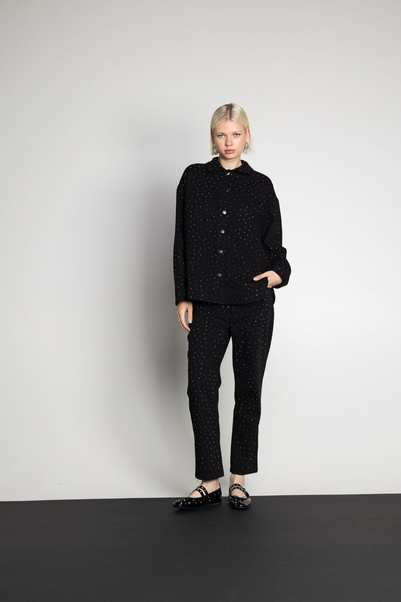 Genevie Black Denim Shirt