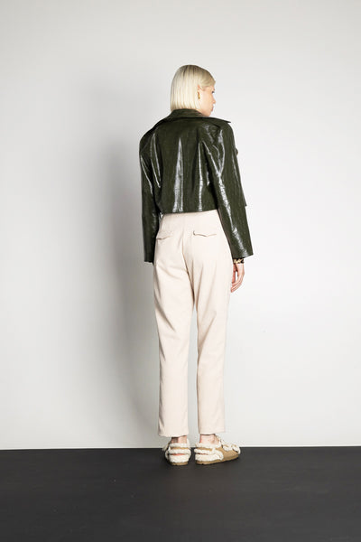 Lush Croco Olive Biker Jacket