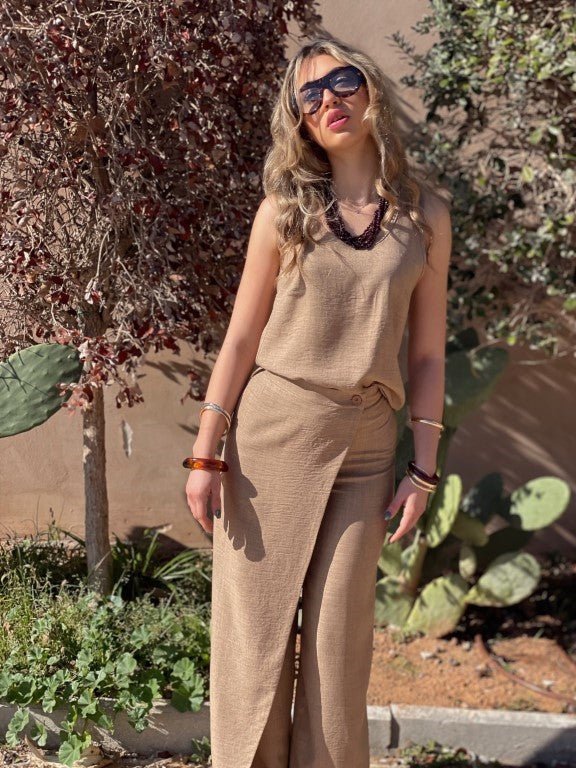 Mocca Linen Top