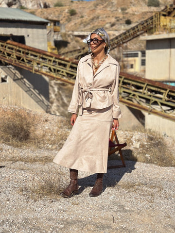 Beige Suede Skirt