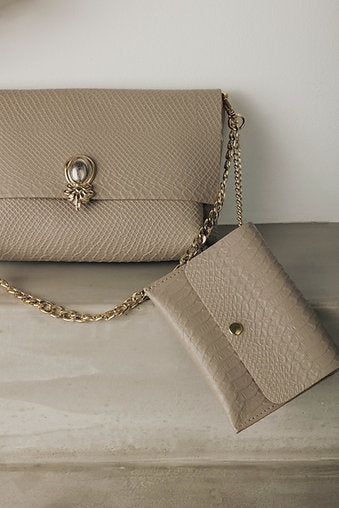 "I turn to you" shoulder bag, stone beige