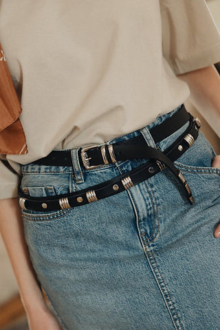 "Into the night" double leather belt