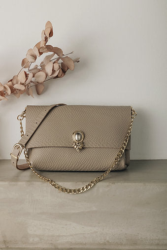 "I turn to you" shoulder bag, stone beige