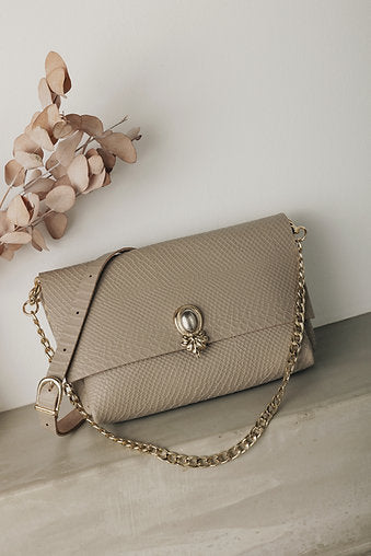 "I turn to you" shoulder bag, stone beige