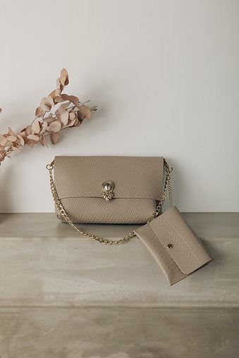 "I turn to you" shoulder bag, stone beige