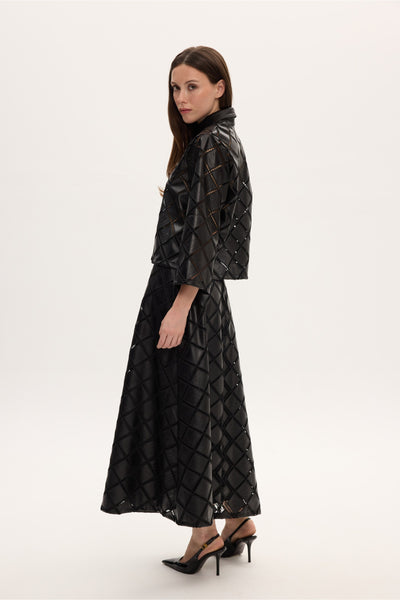 KENDALL LEATHER MIDI SKIRT