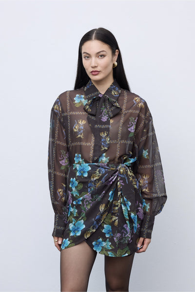 Mocha Bloom Oversized Shirt
