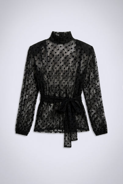 ROSETTE BLACK LACE TOP