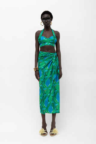 AMAL BLUE GREEN PRINT SKIRT