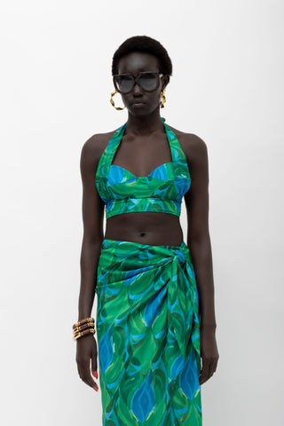 AMAL GREEN PRINT TOP