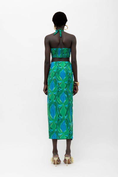 AMAL BLUE GREEN PRINT SKIRT