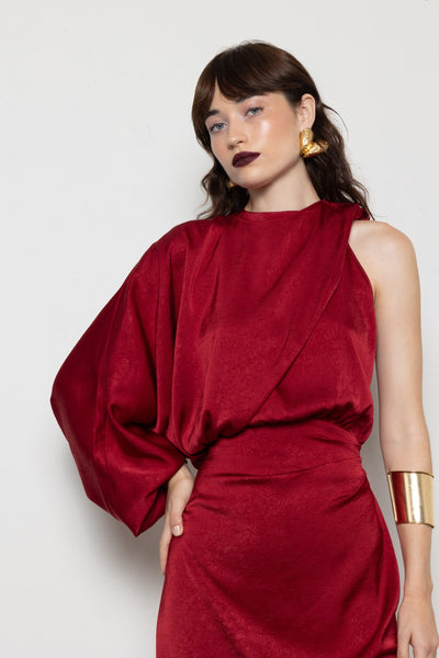 MILLIE BORDEAUX DRESS