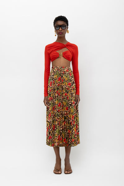 KIKA LEOPARD FLORAL SKIRT