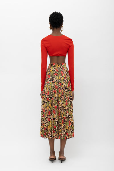 KIKA LEOPARD FLORAL SKIRT