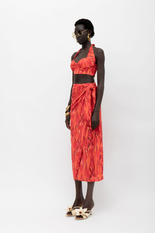 AMAL RED PRINT SKIRT