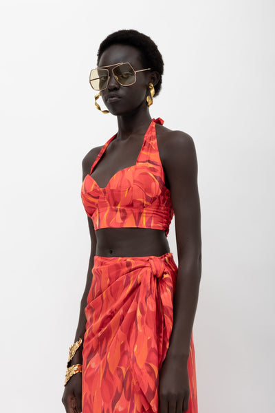 AMAL RED PRINT TOP