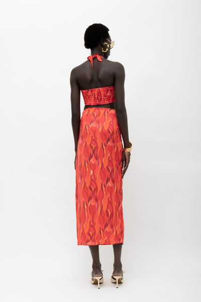 AMAL RED PRINT TOP