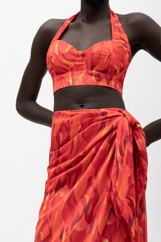 AMAL RED PRINT TOP