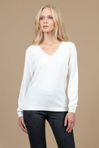 Ivory V-Neck Light Knit